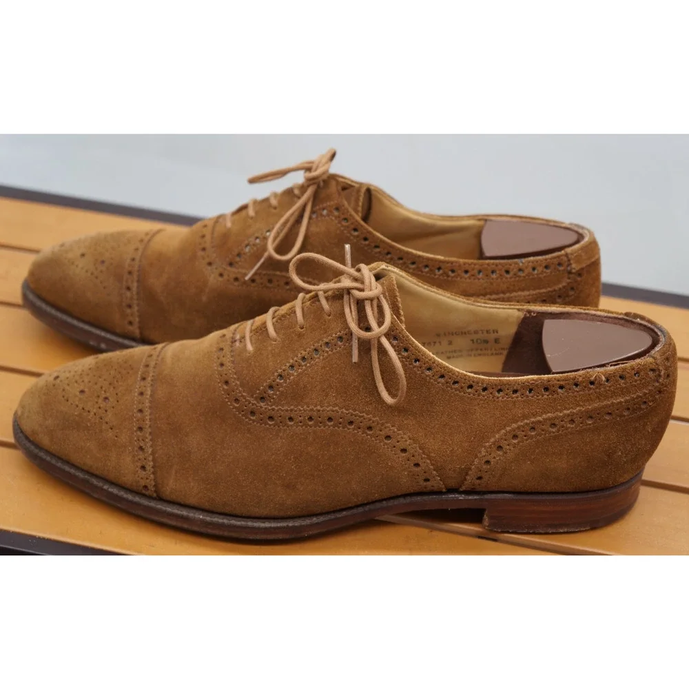 Crockett & Jones Winchester Tan Brown Suede Brogue Oxford UK 10.5 E US 11